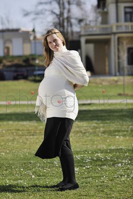 happy young pregnant womant have fun outdoor in nature at sunny day