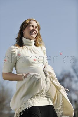 happy young pregnant womant have fun outdoor in nature at sunny day