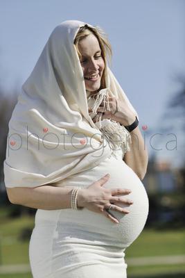 happy young pregnant womant have fun outdoor in nature at sunny day